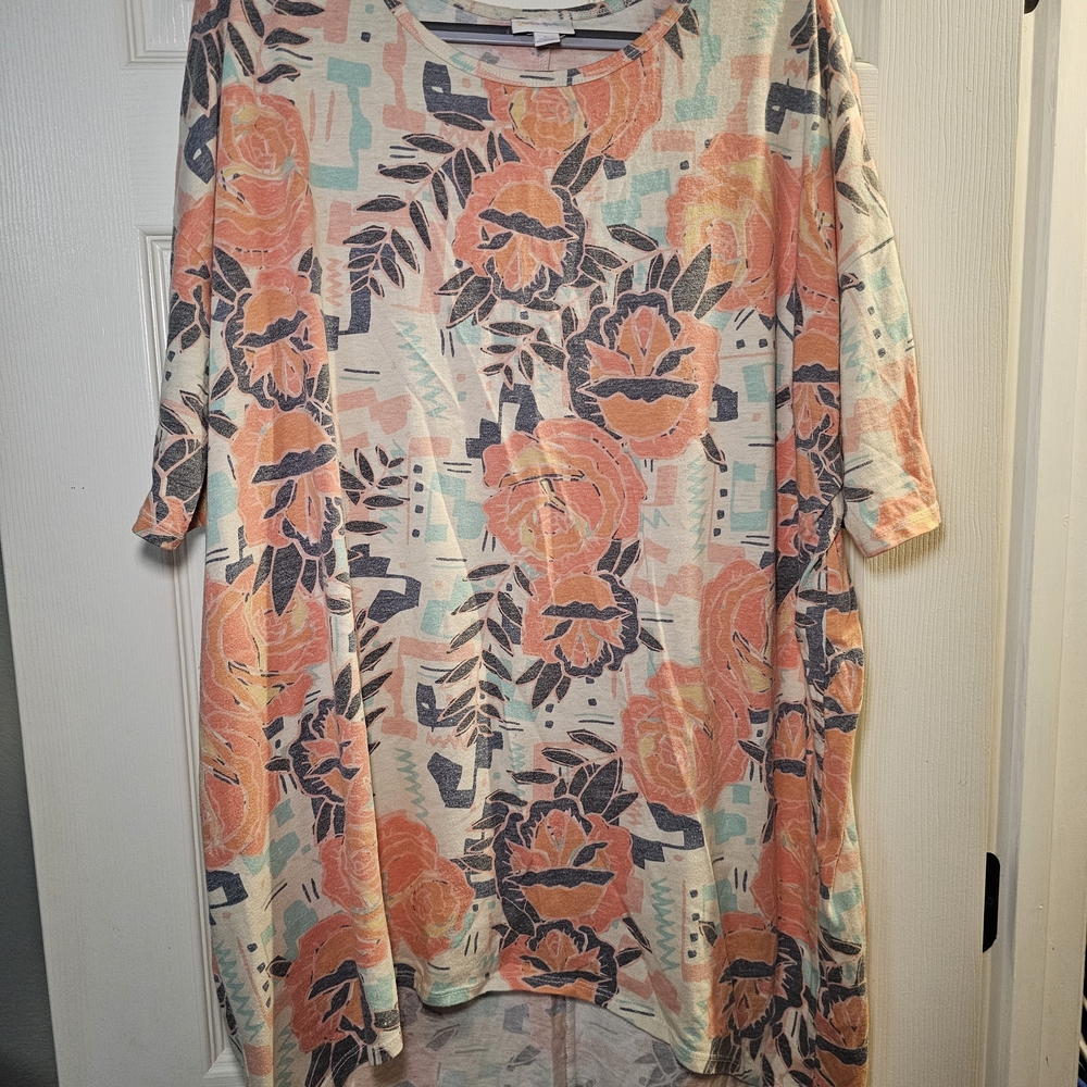 LuLaRoe Orange and Cream Floral Tunic